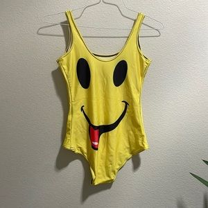 Smiley Face Emoticon Yellow Swimsuit size M